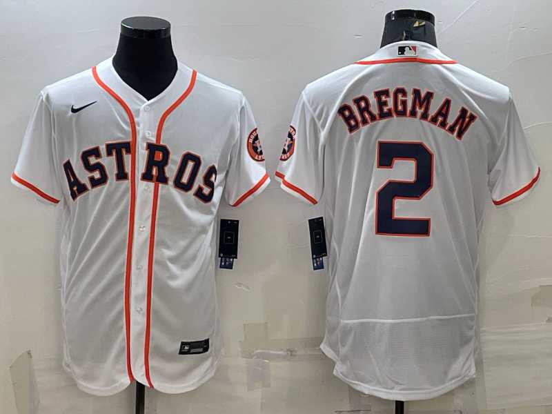 Mens Houston Astros #2 Alex Bregman White Stitched MLB Flex Base Nike Jersey